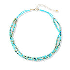 Elisheva Natural Stone Choker Necklace for Women, Boho Natural Emperor Jasper Stone Lace Agate Beaded Crystal Necklace, Gemstone Jewelry Gift for Her - style: 2 layered blue emperor stone
