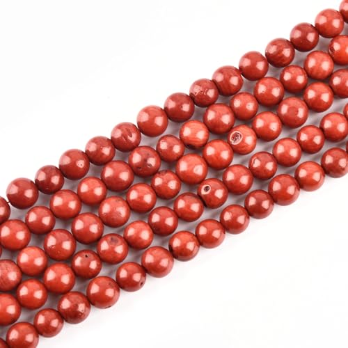 15.5 Inches 5mm Red Coral Gemstone Round Semi Precious Loose Beads for Jewelry Making - color: Red 5mm