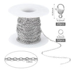 66Feet Stainless Steel Necklace Chains Cable Link Chains for Jewelry Making DIY Craft Kit with Lobster Clasps Jump Rings - color: 66Feet-Stainless Steel, size: 2.0mm