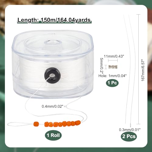 PH PandaHall 164 Yards Beading Thread 0.4mm Seed Bead Thread Bracelet Beading Thread Sewing String with Leading Wire and Buckle for Leather Stitching Beading Jewelry Bracelets Making White - size: 0.4mm, style: White