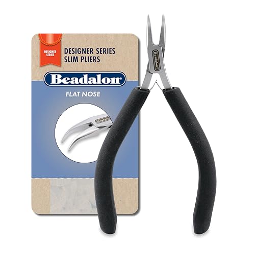 Beadalon Designer Series Slim Bent Chain Nose Pliers, Black Vinyl-Free Grips, Stainless Steel, Box Joint, Double Leaf Springs, 5.75 in - color: Black, style: Bent Chain Nose, Black