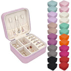 24 Pcs Travel Jewelry Box,Portable Mini Leather Jewelry Case Organizer without getting tangled together for Earrings,12 Colors