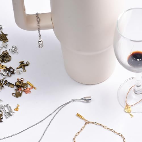stino Metal Charms for Jewelry Making 100gram, Bulk Tibetan Silver & Gold Plated Trinkets for Earring Necklace Jewelry Making and Findings - color: Bottle Mixed Color