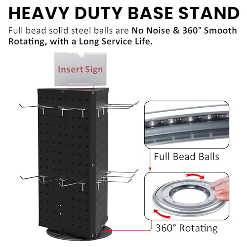 UNITEDEPOWER Rotating Pegboard Display Stand With 18 Hooks, 3-Sided Metal Spinning Countertop Show Rack Organizer for Jewelry, Accessories, or Crafts, Revolving Displays