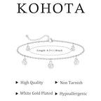 KOHOTA Silver Gold Bracelets for Women Trendy 14K Gold Plated Bracelet for Women Non Tarnish Dainty Stackable Clover Flower Heart Butterfly Diamond CZ Charm Station Bracelets Stack Jewelry Gifts - color: C: Diamond-Silver