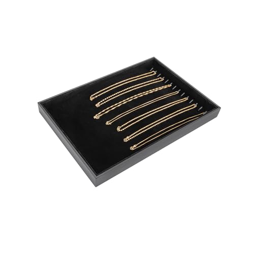 Polmart Stackable Necklace & Jewelry Organizer/Storage/Display Trays, Black Velvet (2-Pack) - color: Black Velvet