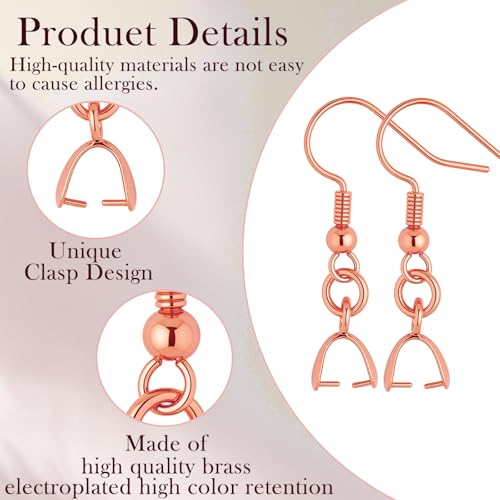 180PCS Earring Making Kits Rose Gold Earring Hooks Hypoallergenic Ear Wires Fish Hook for DIY Jewelry Making Bulk Pack - color: Rose Gold