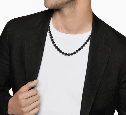 GAVU Hand-knotted Men's Beaded Necklace, Crystal Necklace for Men - color: Matte Onyx, size: 24"