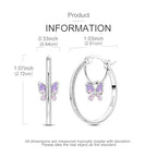 LAZA 925 Sterling Silver Hoop Earrings for Women, Sterling Silver Butterfly Hoops Colorful Flowers Hoop Huggie Earrings Hypoallergenic Jewelry Gifts for Women - color: Purple Butterfly Earring