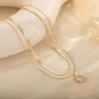 Moodear Gold Necklace for Women Dainty Chunky 14K Gold Plated/Sliver Plated Chain Necklace Cuban Link Paperclip Chain Choker Toggle Clasp Layered Necklace for Women Trendy Fashion Gift - style: Sun pendant chain necklace