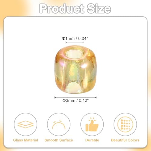 uxcell 2000 Pcs Glass Seed Beads Bulk, 3mm Mini Loose Glass Bugle Beads for DIY Earrings, Necklaces, Bracelets, Jewelry Making, Gold - color: Gold, size: 3mm