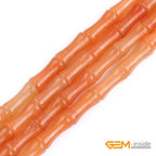 GEM-Inside 30Pcs 5x12mm Natural Orange Aventurine Jade Plant Bamboo Knot Bone Charms Beads for Jewelry Making Power Energy Chakra Stone Beads - color: Orange Aventurine