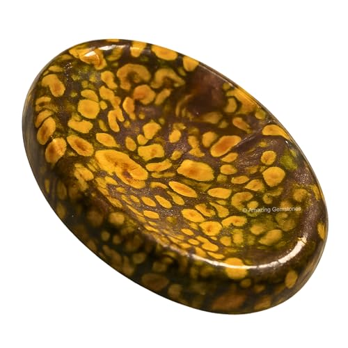 Amazing Gemstone Fruit Jasper Worry Stone Crystals and Healing Stones - Stress Relief Gifts - Piedra Crystal Fidget for Meditation, Relaxation - Unique Stocking Stuffers Birthday Gifts for Women, Men - color: Fruit Jasper