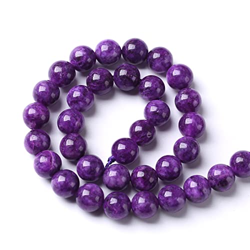 10MM 36PCS Natural Purple Charoite Jade Quartz Crystal Beads for Jewelry Making DIY Bracelet 1 Strand - color: Charoite Jade, size: 10mm
