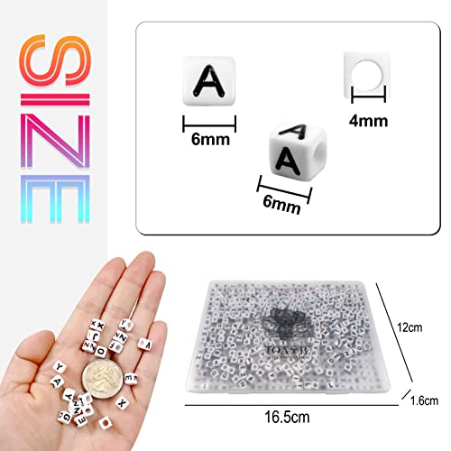 TOAOB 800pcs Letter Beads 6mm Acrylic Cube Alphabet Beads for Bracelets for Jewelry Making Friendship Bracelets Kit