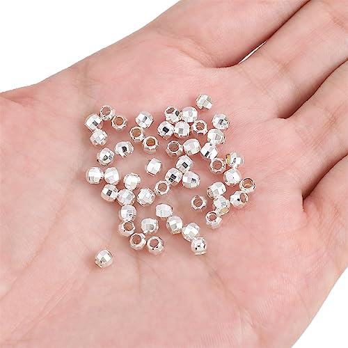 BEADIA Silver Plated Laser Round Spacer Beads 4x4mm 50pcs for Jewelry Making Findings Non Tarnish - color: Silver, size: 4mm Laser