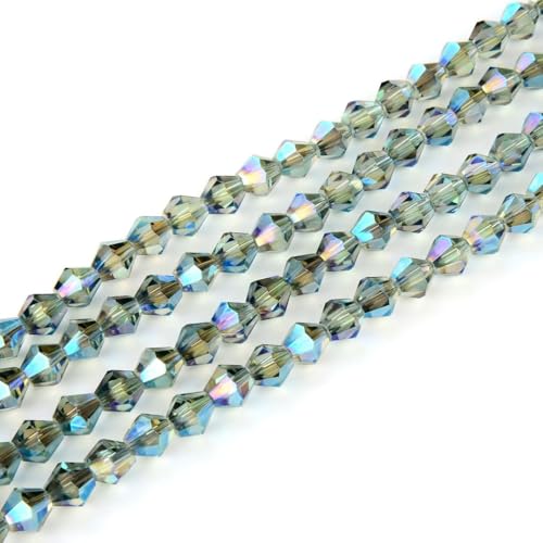 250pcs Czech 6mm (0.24 Inch) Faceted Bicone Crystal Glass Loose Beads Spacer Bulk Green Peridot Shimmer for DIY Craft Jewelry Making CCB636 - color: Peridot Shimmer, size: 6mm - 250pcs