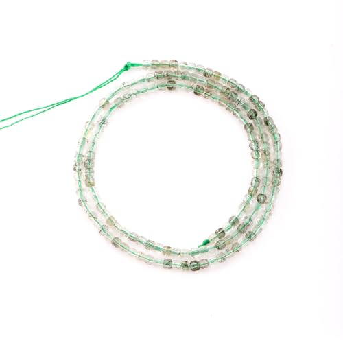 Faceted Natural Green Phantom Quartz 2-3mm Cube Square Loose Beads Gemstone Small Loose Beads Healing Crystal Energy Stone for DIY Jewelry Making 15" - color: Green Phantom Quartz