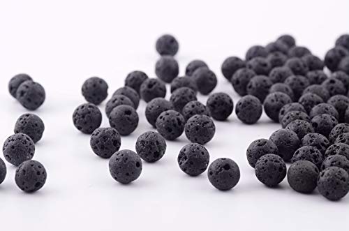 Natural Stone Beads 100pcs 8mm Black Lava Round Genuine Stone Beading Loose Gemstone Hole 1mm DIY Beads for Essential Oil Yoga Bracelet Necklace Earrings Jewelry Making (Black Lava Stone Beads,8mm) - color: Black Lava Stone Beads, size: 8mm