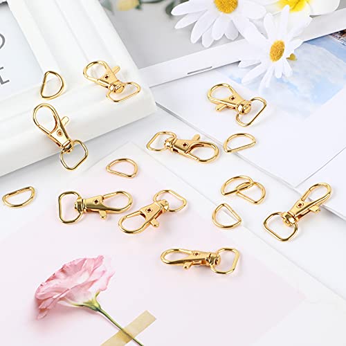SANNIX 120 Pcs Key Chain Clip Hooks and D Rings Bulk Include 60Pcs Swivel Snap Hooks Lanyard Clips and 60Pcs D Ring for Keychains and Purse Hardware (1/2” Inside Width)