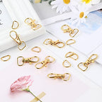 SANNIX 120 Pcs Key Chain Clip Hooks and D Rings Bulk Include 60Pcs Swivel Snap Hooks Lanyard Clips and 60Pcs D Ring for Keychains and Purse Hardware (1/2” Inside Width)