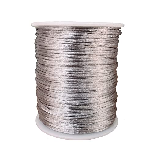 1.5 mm Nylon Satin Cord Beading Braided Thread String for Macrame Bracelets Chinese Knotting,Necklaces,Jewelry Making 109 Yards (Silver Gray) - color: Silver Gray, size: 1.5mm
