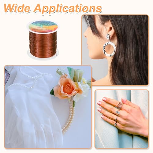 HARFINGTON Wire 328ft Length 26 Gauge Copper Craft Jewelry Wrapping Wire Tarnish Resistant Beading for Jewelry Making Supplies Crafting, Coffee - color: Coffee