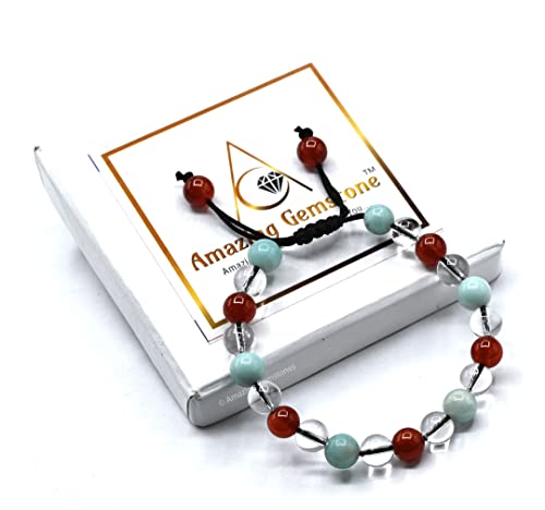 Amazing Gemstone Creativity Manifestation Bracelet - Clear Quartz Amazonite Carnelian Set for Men Women Healing Calming Anxiety Stress Relief Gifts Pulseras Para Hombres Mujer Stocking Stuffers - color: Creativity