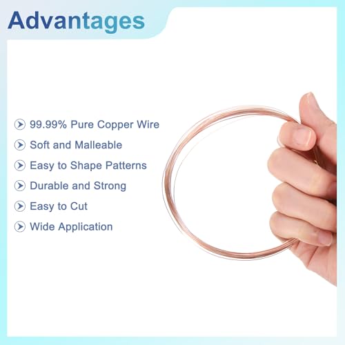 uxcell 99.99% 26 Gauge 0.4mm Pure Copper Wire 10m/33 ft Soft Craft Copper Wire Tarnish Resistant Jewelry Wire for Jewelry Making Beading DIY Crafts Supplies, Copper - size: 26 Gauge 0.4mm