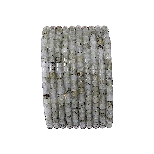 BEADIA Natural Spectrolite Short Cylinder Beads 2x3mm 155pcs Tube Loose Semi Gemstone Beads for Jewelry Making Design - color: Spectrolite