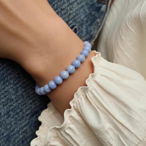 Yochus 60pcs 6mm Grayish Blue Persian Jade Energy Healing Round Bulk Gemstone Beads for Jewelry Making Bracelet Necklace Earring DIY - color: Grayish blue, size: 6mm