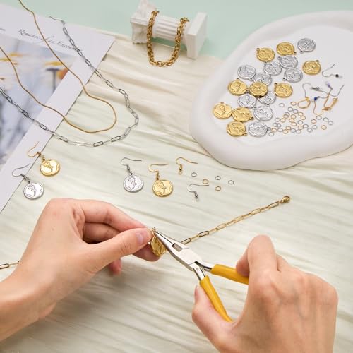 Stainless Steel Jewelry Making Charms Pendants Bulk Round Rose Charm for Bracelet Necklace DIY - color: Rose Gold Silver