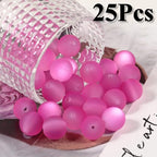25pcs Resin Transparent Frosted Beads 16mm Cat Eye Circular Rubber Bead Spacer Bead DIY Making Friendship Bracelet Phone Chain Keychain Pen Beads Accessories (Rose) - color: Rose