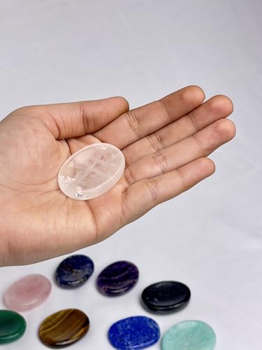 Clear Quartz Worry Stone – Natural Polished Thumb Palm Crystal for Clarity, Healing & Energy Amplification – Pocket Fidget Stone for Meditation & Focus - color: Crystals Quartz