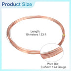 uxcell 99.99% 25 Gauge 0.45mm Pure Copper Wire 10m/33 ft Soft Craft Copper Wire Tarnish Resistant Jewelry Wire for Jewelry Making Beading DIY Crafts Supplies, Copper - size: 25 Gauge 0.45mm