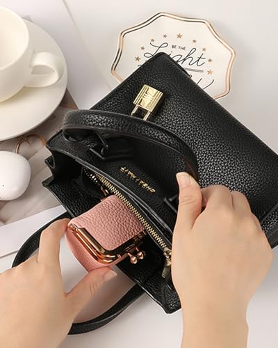 COOLYOUTH Leather Mini Jewelry Box Travel Jewelry Case Portable Small Coin Purse with Kiss Lock (Pink) - color: Small-Pink