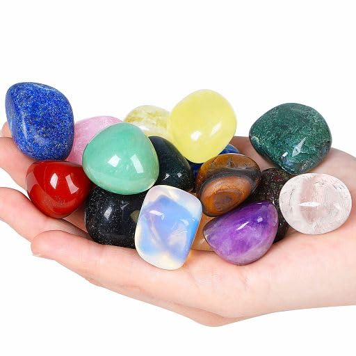YATOJUZI 12PCS Natural Healing Crystals Mix Bulk Tumbled Polished Pocket Stones Crystal for Energy Reiki Tumbling Cabbing Balancing Decoration Home Decor Gemstones Meditation Therapy 100g - color: 12pcs, size: 100g
