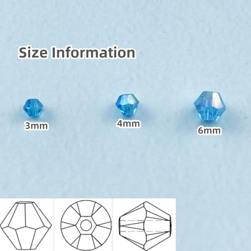 200pcs Bicone Crystal Beads 6mm Crystal Glass Faceted Beads for Necklace Bracelet Earrings DIY Jewelry Crafts Making Supplies(Deep Lake Blue AB) - color: Deep Lake Blue AB, size: 6mm