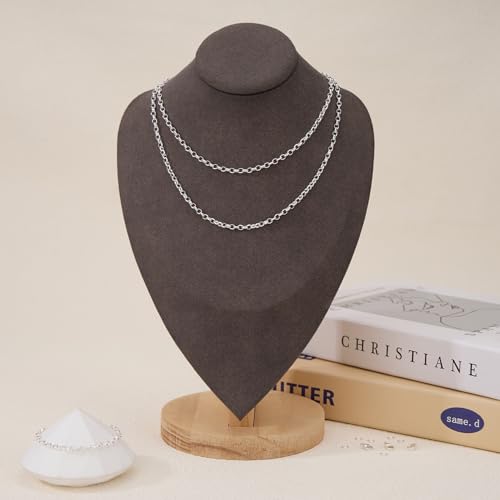 GTVOODX 16.4Feet Silver Chain for Jewelry Making Stainless Steel Rolo Link Cable Chains Bulk for Necklace Jewelry Accessories DIY Making - color: Silver Rolo Chains