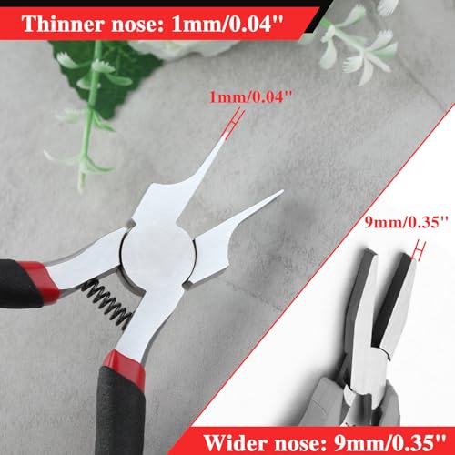 5 Inches Flat Nose Pliers for Jewelry Making Smooth Jaw Pliers, 1mm Ultra Thin Duckbill Pliers Precision Jewelry Pliers Mini Jewelry Making Tool for Wire Bending Straightening Ring Opening
