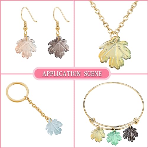 Ipotkitt 100 Pcs Random Glass Maple Leaf Charms Crystal Plant Charms Colorful Fall Tree Leaves for DIY Jewelry Bracelet Necklace Earrings Making - color: 100pcs-Maple Leaf Charms-Colorful