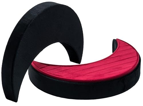 Velvet Multiple Ring Box Organizer Display Tray Crescent Moon Shape Jewelry Box Earring Holder Case for Wedding Birthday Christmas Day (Black and Red)