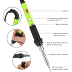 Soldering Iron Kit, 60W Soldering Iron with 5pc Interchangeable Tips, 10-in-1 Adjustable Temperature Solder Welding Tools, Fast Heating, Electronic Repair, 110V, Green - color: 10-in--1