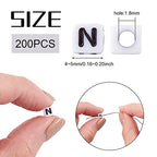 240pcs Opaque Acrylic Letter N Cube Beads White Plastic Alphabet Loose Spacer Square Beads 4-5mm for DIY Name Bracelet Necklace Jewelry Crafts Making Hole: 1.8mm - color: Letter N#White and Black