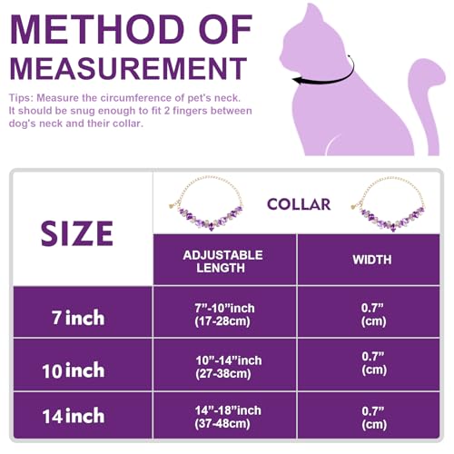 HOWWFALY Dog Collar and Cat Collar Gold Chain Necklace Stainless Steel Adjustable Purple Diamonds Collar with Cute Pet Paw for Small Medium Pets Cats Dogs Kitten Puppy(Purple, M) - color: Purple, size: Medium