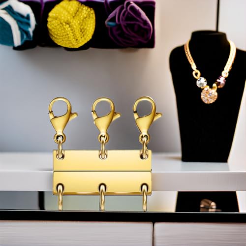 Layering Magnetic Necklace Clasps, Stainless Steel Chain Link Clasps, Multiple Necklace Clasp for Layered Look (2silvery+3silvery A) - color: 2silvery+3silvery A