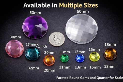 25mm Blue Sapphire A09 Flat Back Round Acrylic Rhinestones Plastic Circle Gems for Costume Making Cosplay Jewels Pro Grade Embelishments - 20 Pieces - color: Blue Sapphire A09