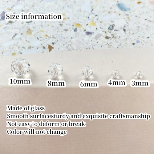 Crystal Glass Beads 100 Pieces 8mm Round Faceted Glass Spacer Beads for Jewelry Making Bracelet Earring Necklace DIY Craft Supplies(Crystal Clear) - color: Crystal Clear, size: 8mm