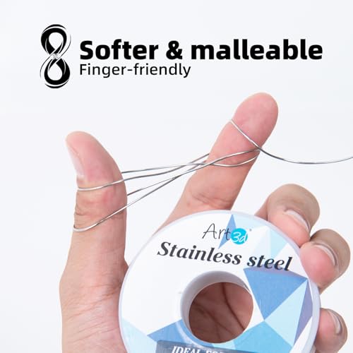 Art3d 20 Gauge Stainless Steel Wire, Bendable Soft Crafting Wire for Jewelry Making Earring Beading DIY Wrapping Sculpting - 120 FT Silver - color: Stainless Steel, size: 20 Gauge / 120 Ft