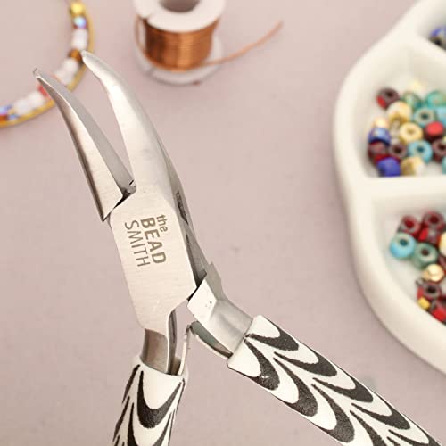 The Beadsmith Bent Chain Nose Pliers – Zebra Print Line – 5 inches (127 mm) – Comfortable Handle with Double Leaf Springs – Jewelry Making Tool for Creating Bracelets, Earrings and Necklaces - size: bent chain nose - 5"